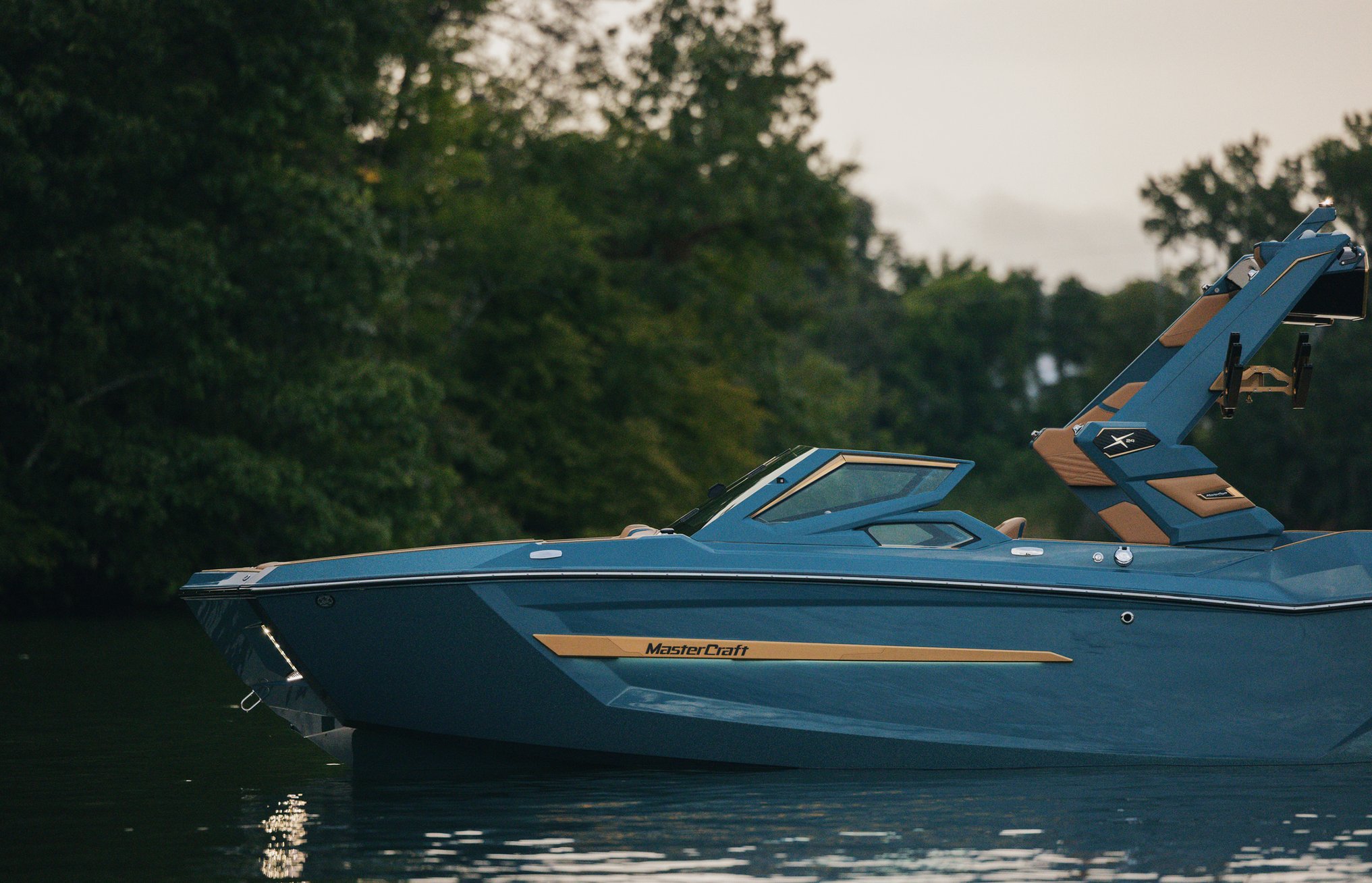 MasterCraft X24 bow at dusk