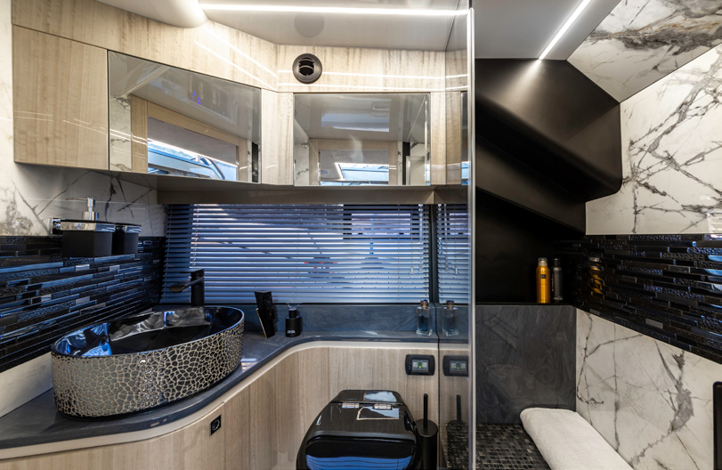 375 GTO bathroom with marble finishes and basin