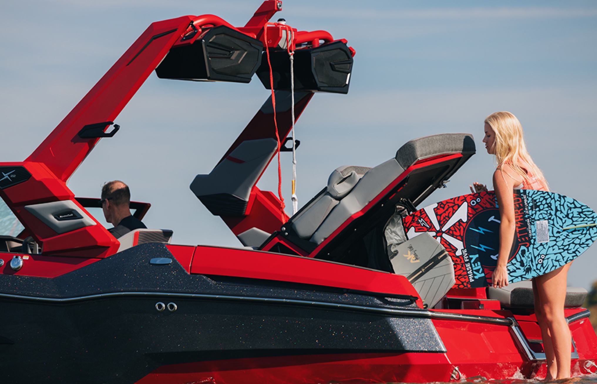 X22 swim platform with rider preparing to board