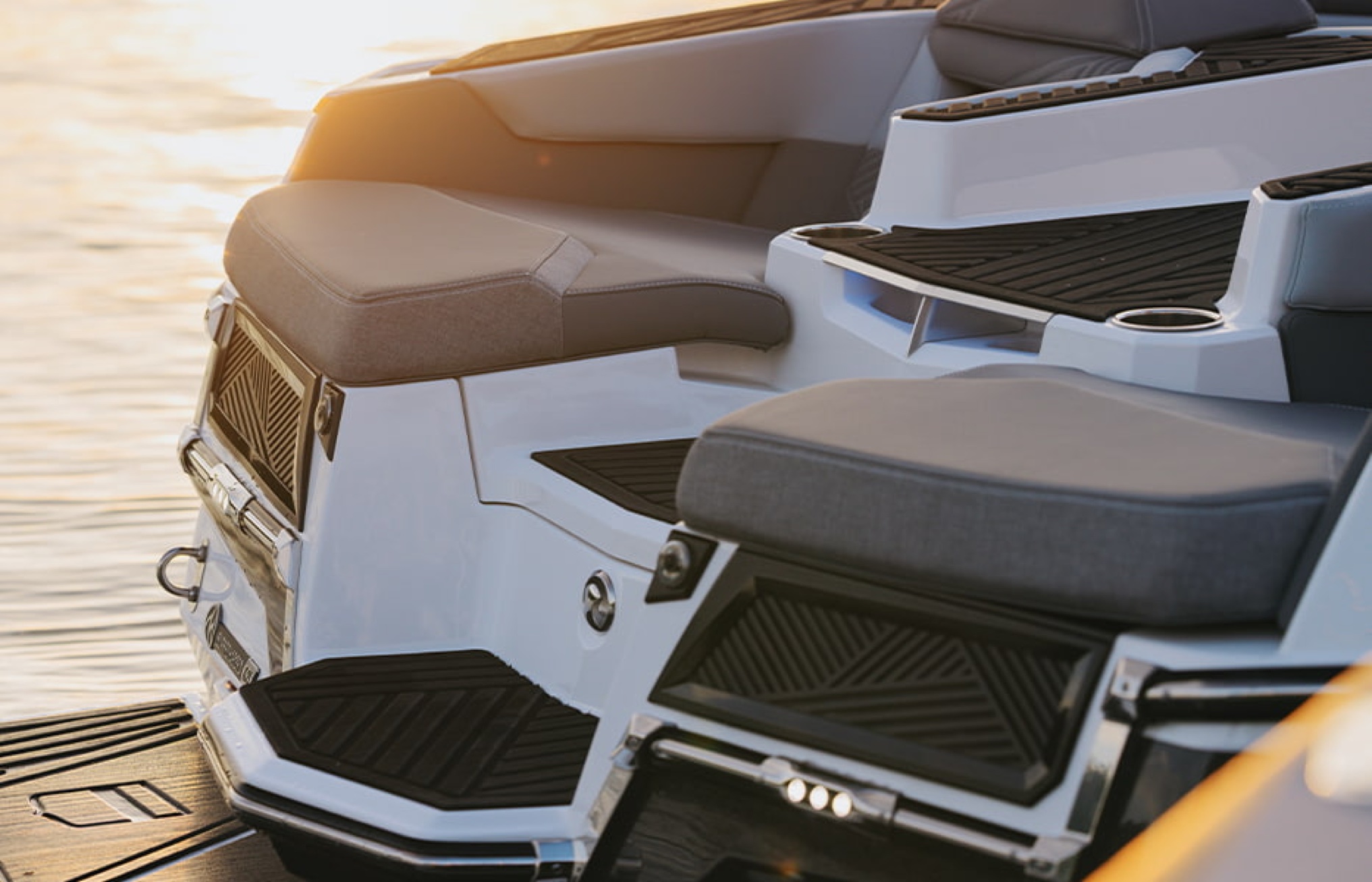 XStar 25 transom and sun pad at sunset