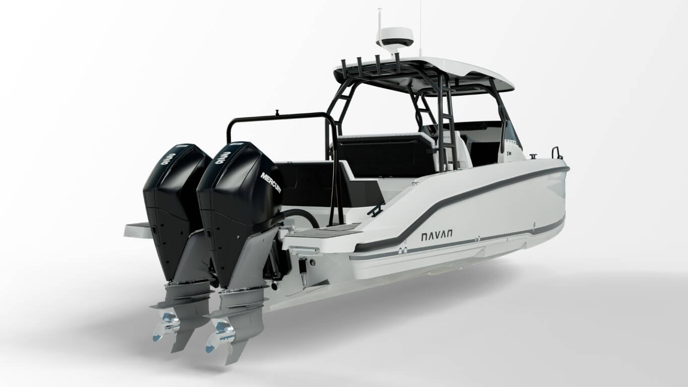 Navan T30 helm wheel and digital dash display