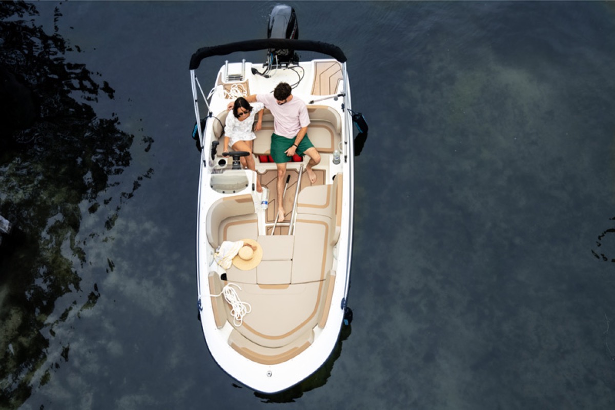 Quicksilver 475 aXess overhead deck layout